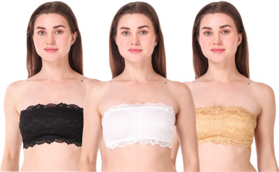 OMYRA Women Bandeau/Tube Lightly Padded Bra(Black, Beige, White)