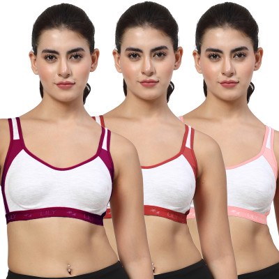 LILY Strops999 Women Sports Non Padded Bra(Purple, Maroon, Orange)