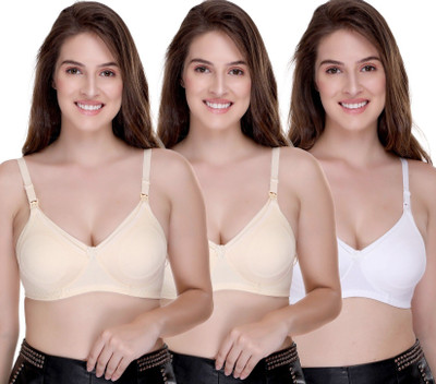 SONA Breast Feeding Maternity for Milk Feeding Elastic Straps Women Maternity/Nursing Non Padded Bra(Beige, Beige, White)