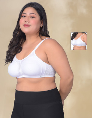 Dollar Missy Pack of 2 Rich Cotton Firm Support Plu Size Women Everyday Non Padded Bra(White)