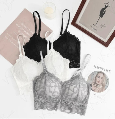 VS Beauti VS Beauti Lightly Padded Womens Lace Bra Women Bralette Lightly Padded Bra(Black, White, Grey)