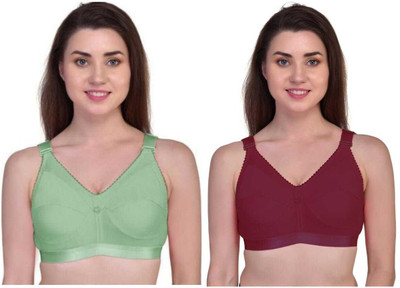 Aanchal Women T-Shirt Non Padded Bra(Green, Maroon)
