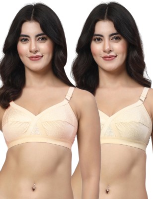 LILY ihskaneem Women Minimizer Non Padded Bra(Orange, Beige)