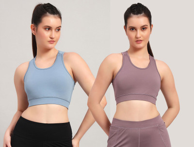 BEING RUNNER Women Sports Non Padded Bra(Light Blue, Pink)