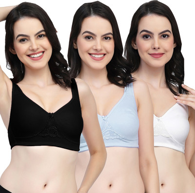 COLLEGE GIRL CG1214Mino Women Minimizer Non Padded Bra(Black, Light Blue, White)