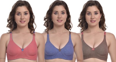 MIESTILO Seamless Women Full Coverage Non Padded Bra(Blue, Pink, Brown)