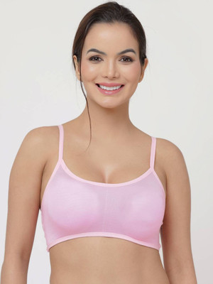 MUSKI COLLECTION Women's Lightly Padded Non-Wired Full Coverage Bra with Lace Detailing Women Bralette Lightly Padded Bra(Pink)