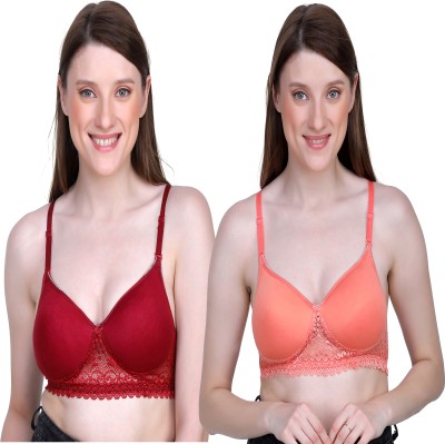 LIA CARE PREAMIUM Women Full Coverage Lightly Padded Bra(Maroon, Pink)