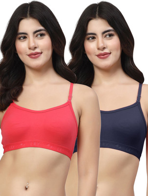LILY 3321 Women Sports Non Padded Bra(Red, Blue)