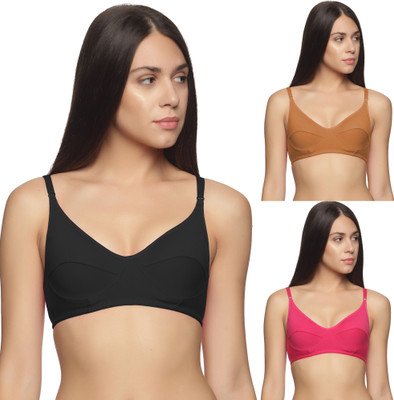 WHITE ROSE Comfort Bra Women Everyday Non Padded Bra(Black, Gold, Pink)