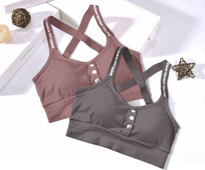 NAGARVEL CREATION cross-pink-gry-02-p02-free Women T-Shirt Lightly Padded Bra(Multicolor)