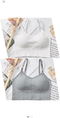 BRANKLY URJA WOMEN SOPRTS LIGHTLY PADDED BRA Women Cami Bra Lightly Padded Bra(White, Grey)