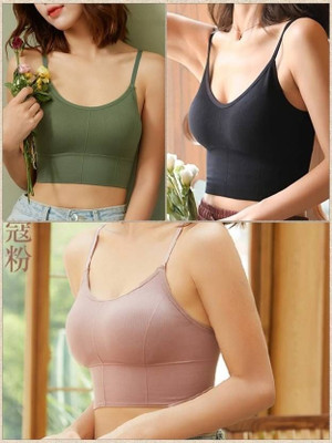 swenson Women's Padded Wire free Double Fabric Breathable Net Spacer Bra Women Full Coverage Lightly Padded Bra(Multicolor)