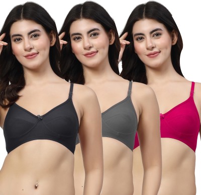 LILY Enimsaj Women Everyday Non Padded Bra(Black, Grey, Pink)