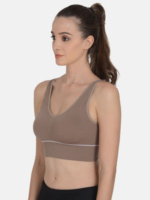mod & Shy Women Sports Lightly Padded Bra(Brown)