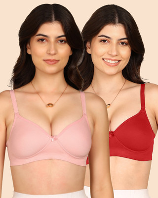 KOMLI Komli Bonded Breathable Cotton Full Coverage Padded Bra Women T-Shirt Lightly Padded Bra(Multicolor)