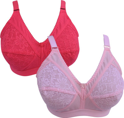 Ninteen-69 Women's Cotton Non-Padded Bra For Women Women Full Coverage Non Padded Bra(Maroon, Pink)