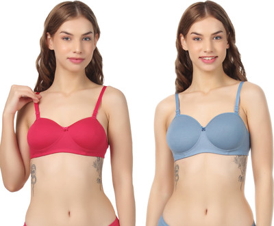 BoLeeM PADDED Women Everyday Lightly Padded Bra(Blue, Pink)