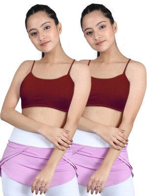 Dchica Girls Everyday Non Padded Single Layered Starter Bra | Pack of 2 Maroon Bra Girls Sports Non Padded Bra(Maroon)