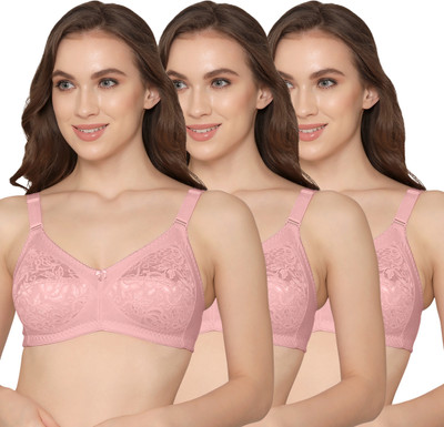 K LINGERIE K LINGERIE Clare Women's Full Support Non Padded Delicate Lace Bra Women Everyday Non Padded Bra(Pink)