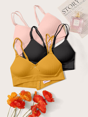 NAGARVEL CREATION 7/309-PNK/BLK/YLLW-P03-32 Women Push-up Lightly Padded Bra(Multicolor)