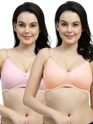 Shyam Sons FLAIR NWFemina Double Layered Cup Women T-Shirt Non Padded Bra(Orange, Pink)