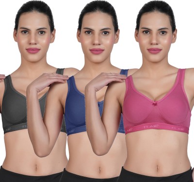 Shyam Sons FLAIR Anika Women Sports Non Padded Bra(Black, Blue, Maroon)