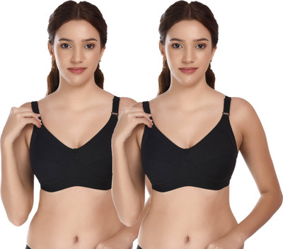 Auletics Women Full Coverage Non Padded Bra(Black, Black)