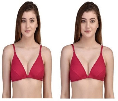 Desiprime Women Plunge Non Padded Bra(Red, Red)