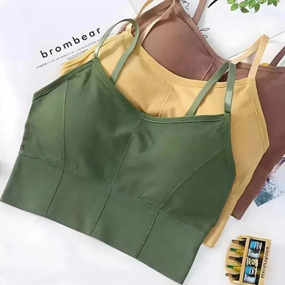 jenelle Unique Design Women Everyday Lightly Padded Bra(Green, Beige, Brown)