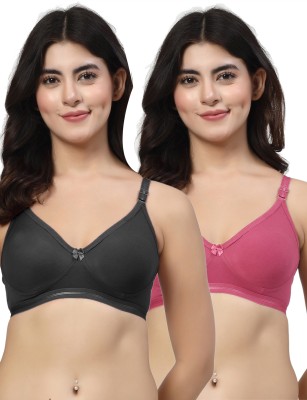 LILY ithsird Moulded Minimizer Women Everyday Non Padded Bra(Black, Maroon)