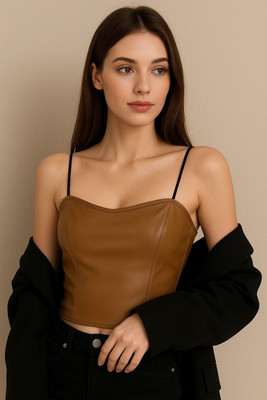 Stem Rope Women Cami Bra Lightly Padded Bra(Brown)