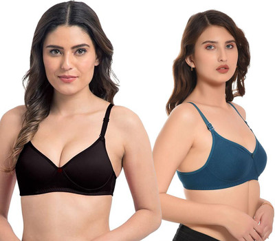 Kiwara Love mould Women Full Coverage Non Padded Bra(Black, Blue)