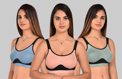 Lady One Women Sports Non Padded Bra(Light Blue, Light Green, Pink)