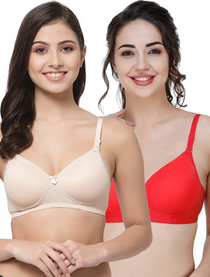 COLLEGE GIRL Hellopad ComboPO2 Women Everyday Lightly Padded Bra(Beige, Red)