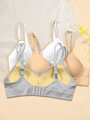 NAGARVEL CREATION 4/309-WHT/SKN/GRY-P03-34 Women Push-up Lightly Padded Bra(Multicolor)