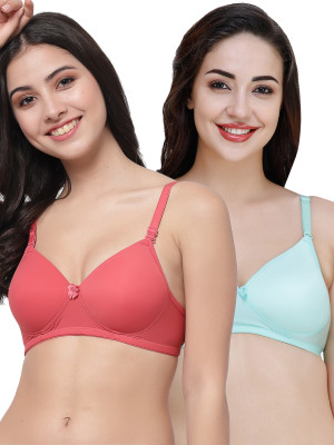 COLLEGE GIRL Hellopad ComboPO2 Women Full Coverage Lightly Padded Bra(Red, Green)