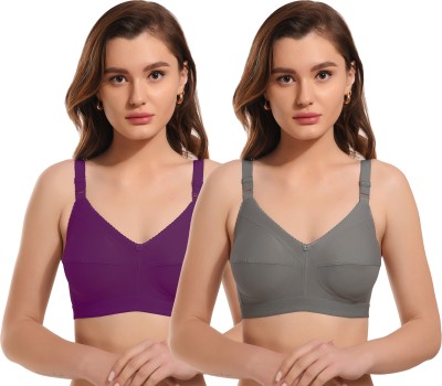 ELINA Women Minimizer Non Padded Bra(Purple, Grey)