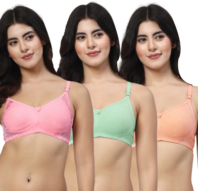 LILY inimad Women Bralette Non Padded Bra(Pink, Green, Orange)