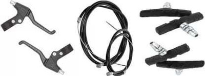 ghg Bicycle V Brake Lever Alloy Clutch Wires Brake Shoes Combo for Cycle Color Black Brake Shoe(Black)