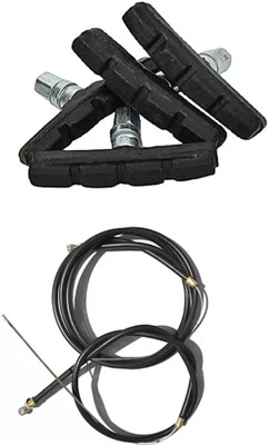 IRONCORE Bicycle Brake Shoe + Bicycle Brake Wire Combo set Brake Shoe(Black)