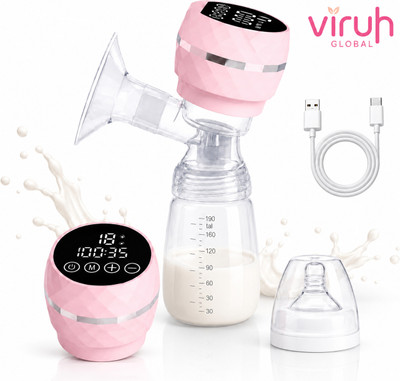 VIRUH GLOBAL Electric Breast Pump Portable, USB Rechargeable,Automatic Breast Pump  - Electric(White, Pink, Breastfeeding Milk Pump with LED Display)