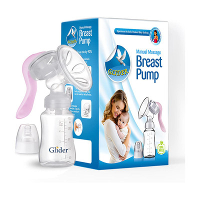 GLIDER Manual Breast Pump | Silicone Cushion - Ultra Comfort & Quiet | BPA Free | 250ml  - Manual(Clear)