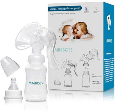 Miniboss Soft Silicone Leak-Proof Manual Breast Pump for Women-150ml White Bottle  - Manual(White)