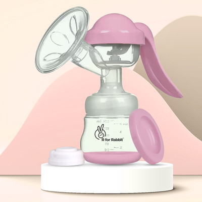 R for Rabbit First Feed Cozy Breast Pump | 2 Level Suction Adjustment | Soft & Gentle  - Manual(Pink)