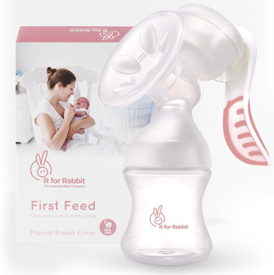 R for Rabbit First Feed Breast Pump | 4 Level Suction Adjustment | Soft & Gentle  - Manual(Pink)