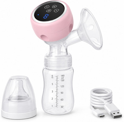 PLEXAL Electric Breast Pump | Digital Display | USB Rechargeable | BPA Free - Electric(Pink, White)