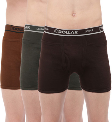 Dollar Men Dollar Lehar Mens Combed Cotton Trunk - Pack of 3 - Actual Colour May Vary Brief