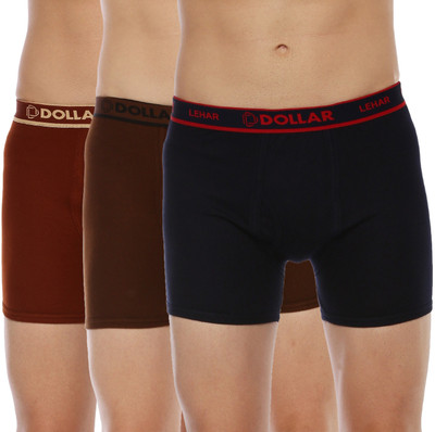 Dollar Men Dollar Lehar Mens Combed Cotton Trunk - Pack of 3 - Actual Colour May Vary Brief