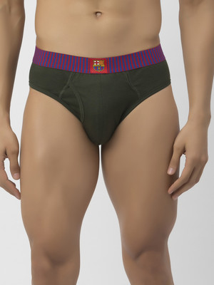 John Players Men Front Fly Cotton Fabric (Green) Brief